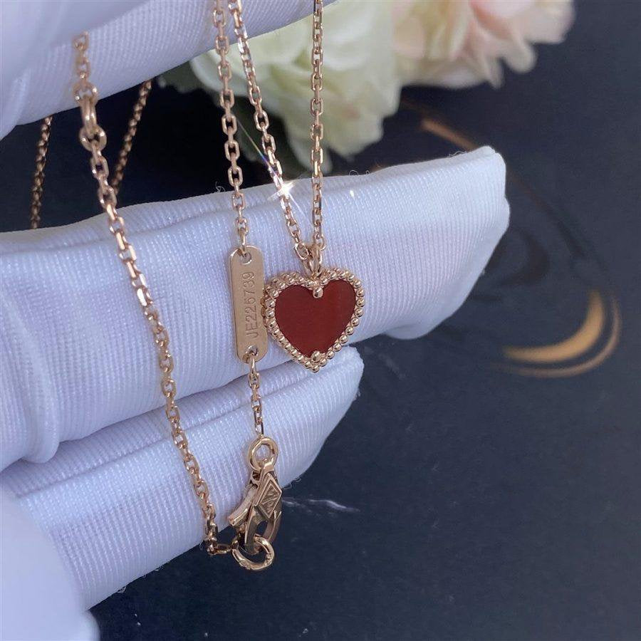 [Avelora Jewelry ]SWEET CLOVER CARNELIAN HEART NECKLACE