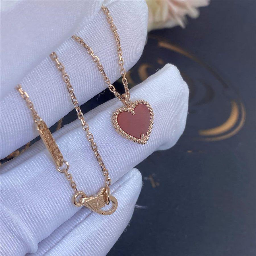 [Avelora Jewelry ]SWEET CLOVER CARNELIAN HEART NECKLACE