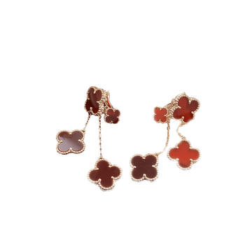 [Avelora Jewelry ]CLOVER EARRINGS CARNELIAN 4 MOTIFS PINK GOLD