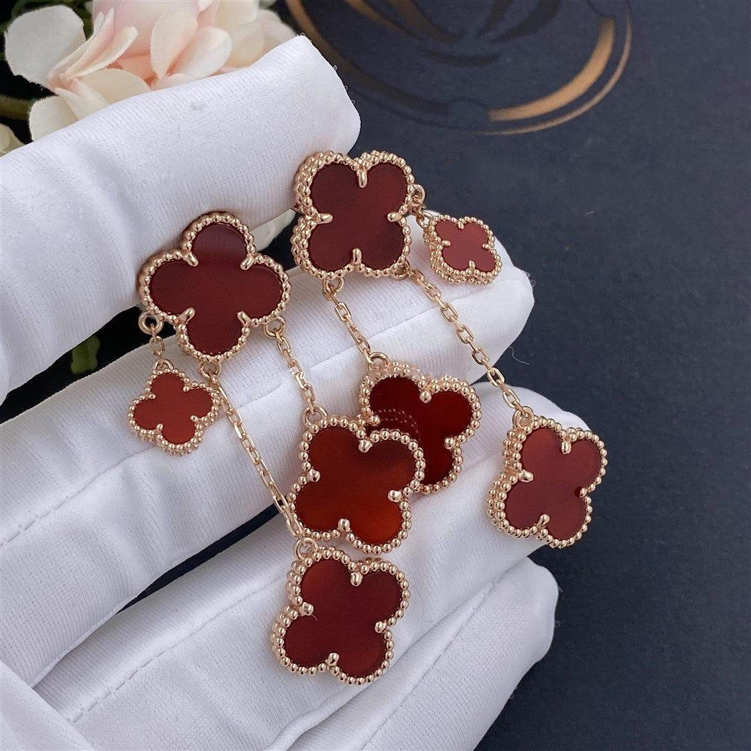 [Avelora Jewelry ]CLOVER EARRINGS CARNELIAN 4 MOTIFS PINK GOLD