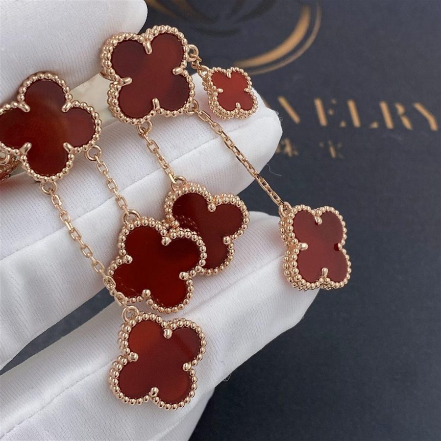 [Avelora Jewelry ]CLOVER EARRINGS CARNELIAN 4 MOTIFS PINK GOLD