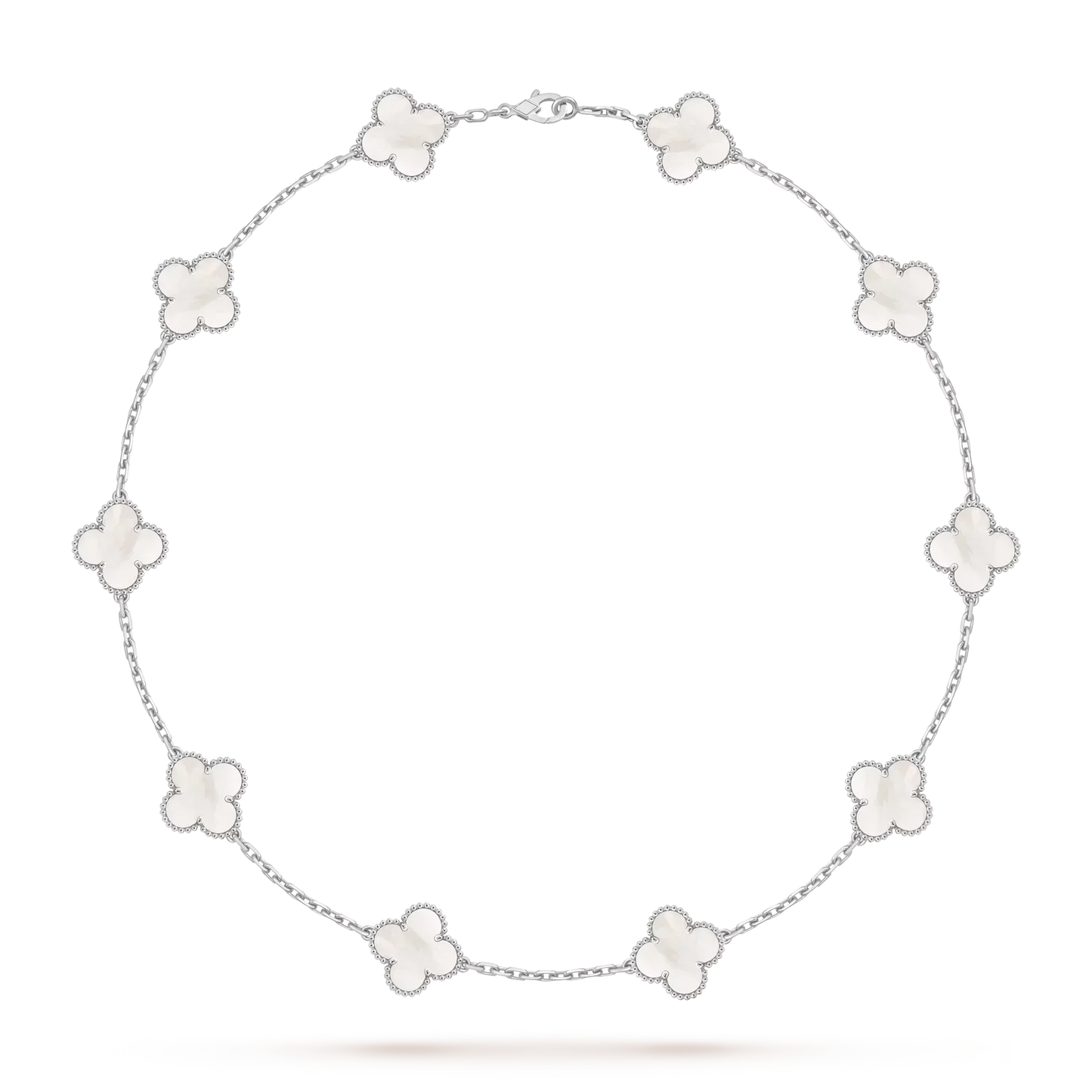 [Avelora]CLASSIC LUCKY 10-MOTIF CLOVER NECKLACE WHITE GOLD COLLECTION