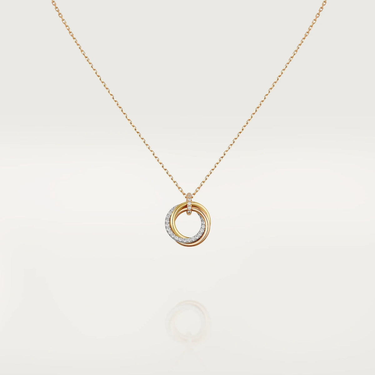 [Avelora Jewelry ]TRINITY NECKLACE SILVER GOLD PINK GOLD DIAMONDS