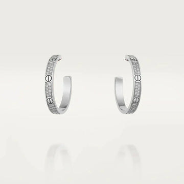 [Avelora Jewelry ]LOVE DIAMOND SILVER HOOP EARRINGS