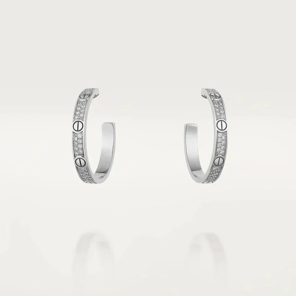 [Avelora Jewelry ]LOVE DIAMOND SILVER HOOP EARRINGS