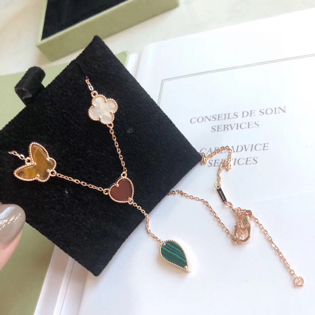 [Avelora Jewelry ]LUCKY SPRING 4 MOTIFS ROSE GOLD NECKLACE