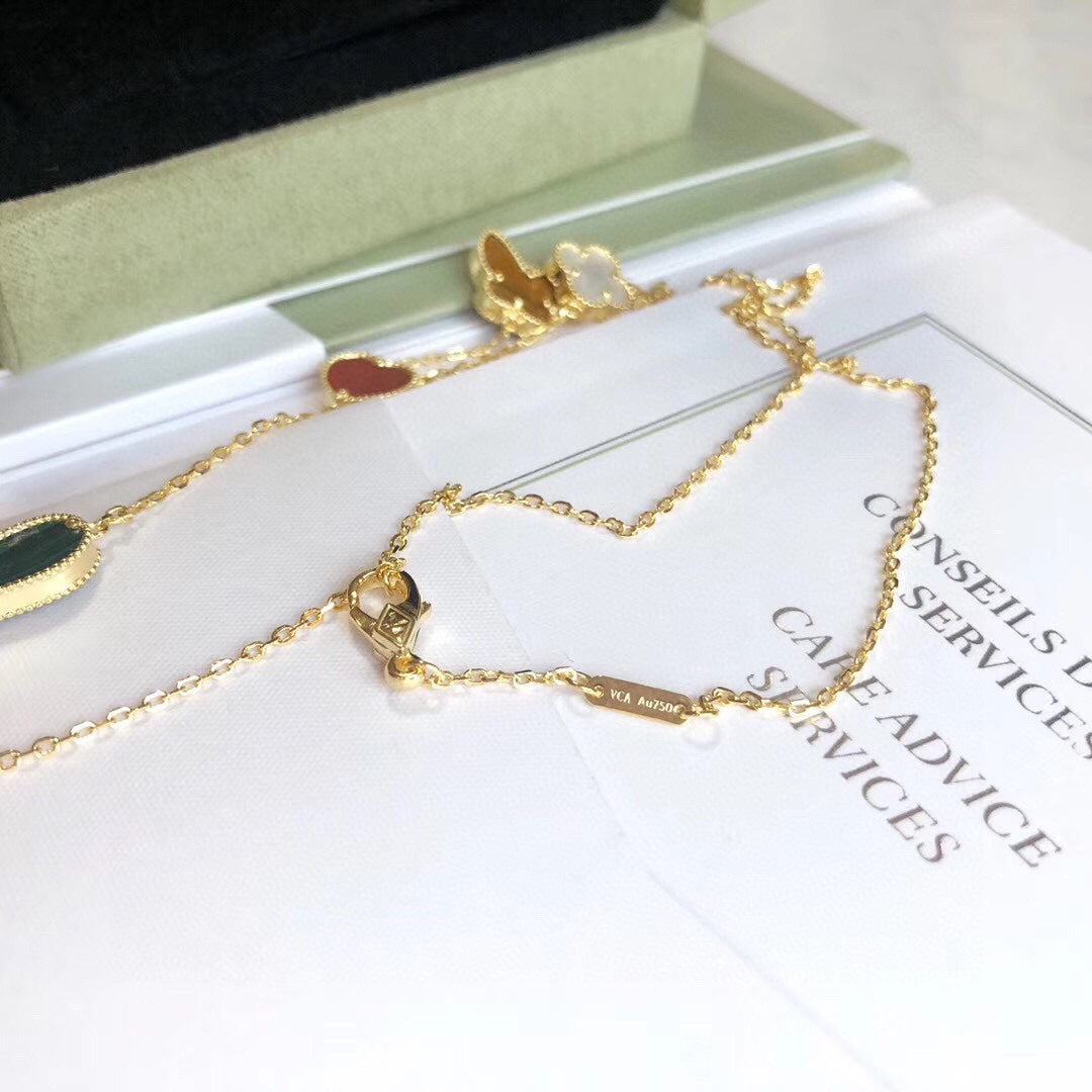 [Avelora Jewelry ]LUCKY SPRING 4 MOTIFS ROSE GOLD NECKLACE