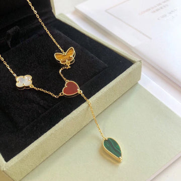 [Avelora Jewelry ]LUCKY SPRING 4 MOTIFS ROSE GOLD NECKLACE