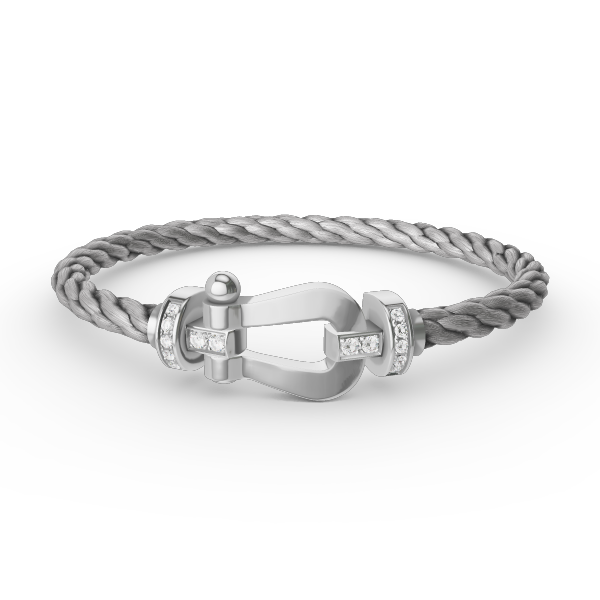 [Avelora]FORCE LARGE HORSESHOE HALF DIAMOND BRACELET - WHITE GOLD
