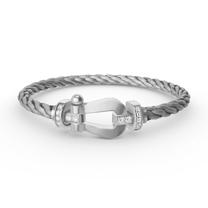 [Avelora]FORCE LARGE HORSESHOE HALF DIAMOND BRACELET - WHITE GOLD