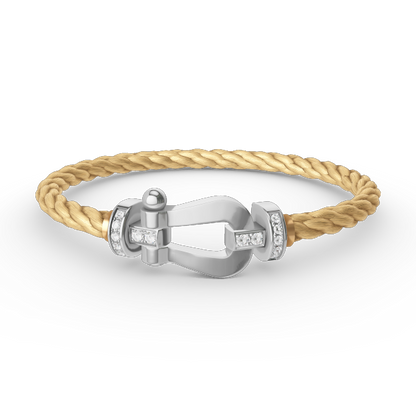 [Avelora]FORCE LARGE HORSESHOE HALF DIAMOND BRACELET - WHITE GOLD