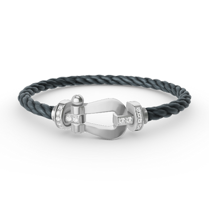 [Avelora]FORCE LARGE HORSESHOE HALF DIAMOND BRACELET - WHITE GOLD