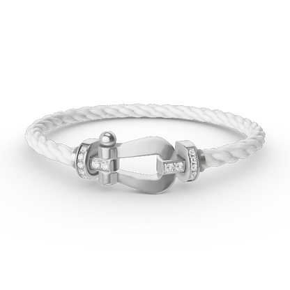 [Avelora]FORCE LARGE HORSESHOE HALF DIAMOND BRACELET - WHITE GOLD
