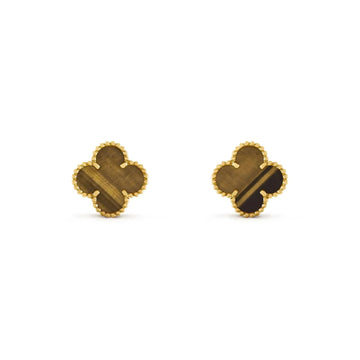 [Avelora Jewelry ]CLOVER MEDIUM 1 MOTIFS TIGER EYE EARRINGS