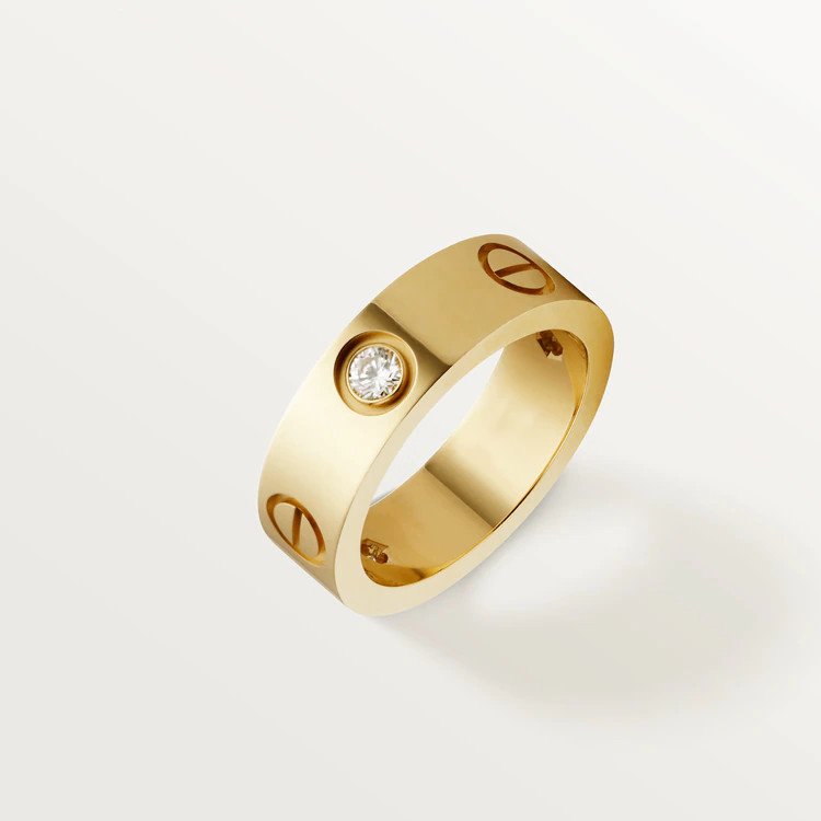 [Avelora Jewelry ]LOVE RING 5.5MM 3 DIAMONDS PINK GOLD