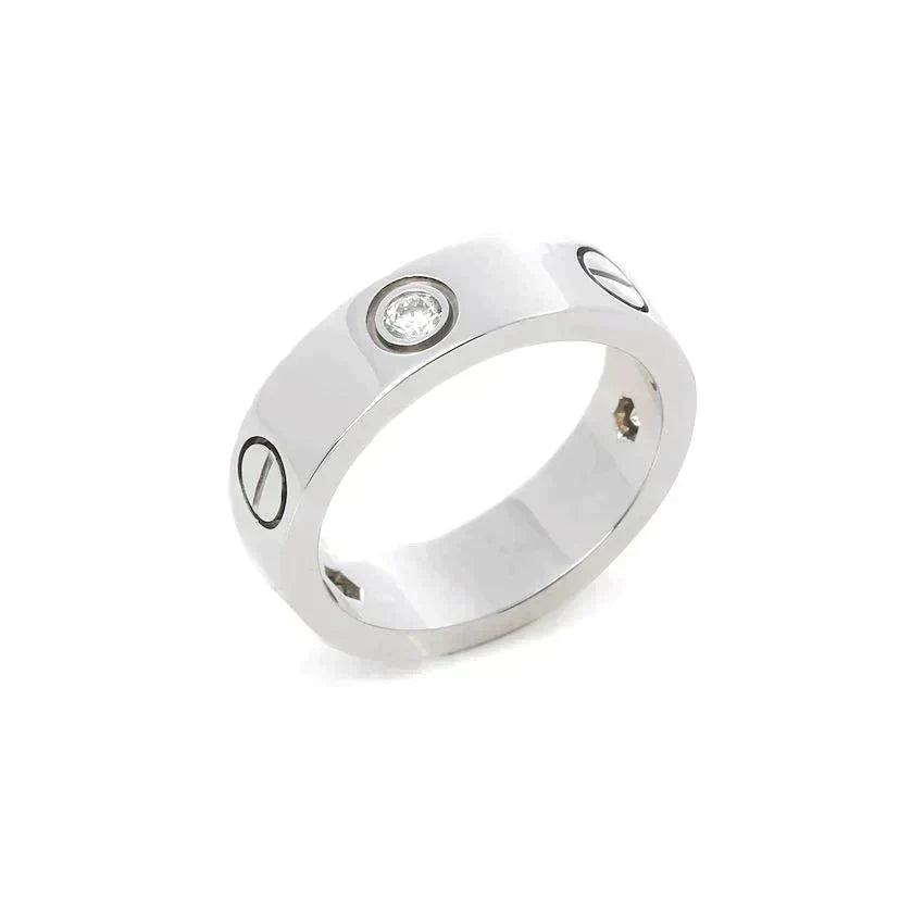 [Avelora Jewelry ]LOVE RING 5.5MM 3 DIAMONDS SILVER