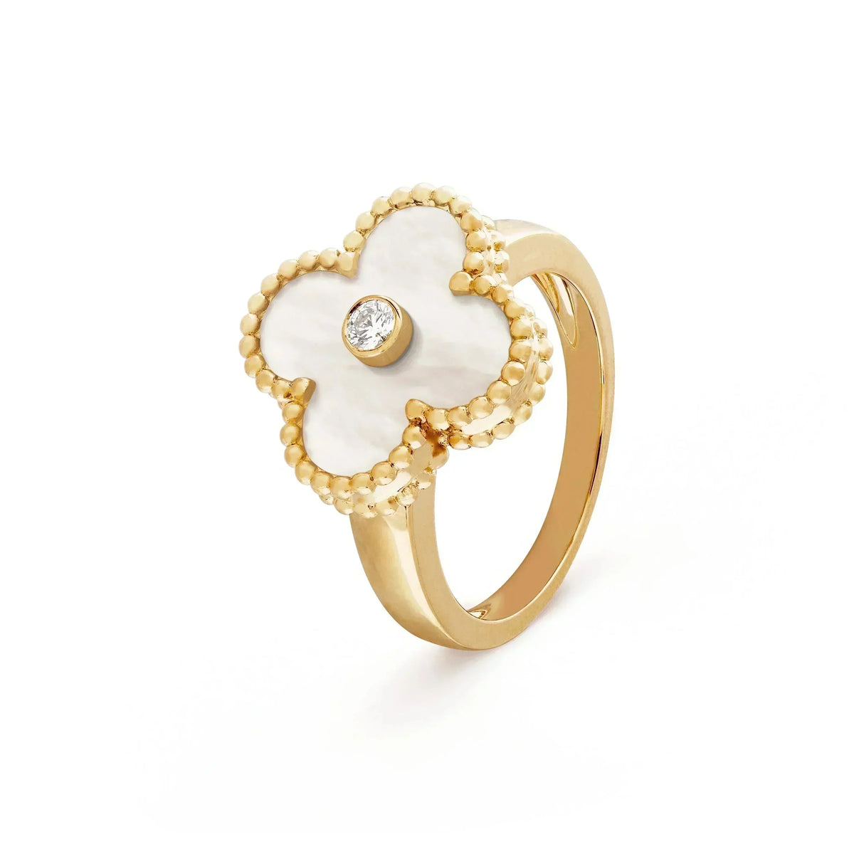 [Avelora Jewelry ]CLOVER PINK MOP RING GOLD DIAMOND