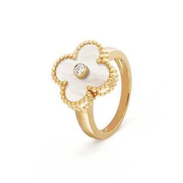 [Avelora Jewelry ]CLOVER PINK MOP RING GOLD DIAMOND